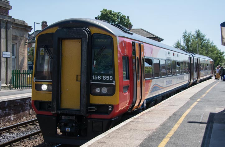 East Midland Trains class 158 858 in Newark Castle Station 