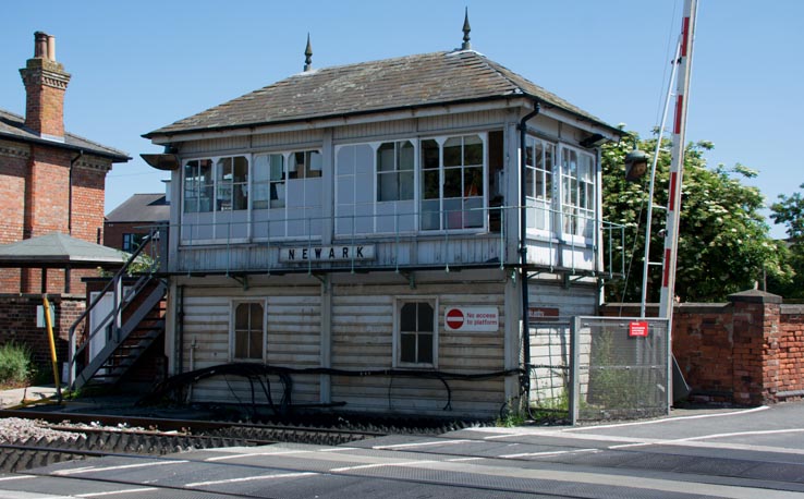 Newark signal box at Newark Castle station in June 2015 
