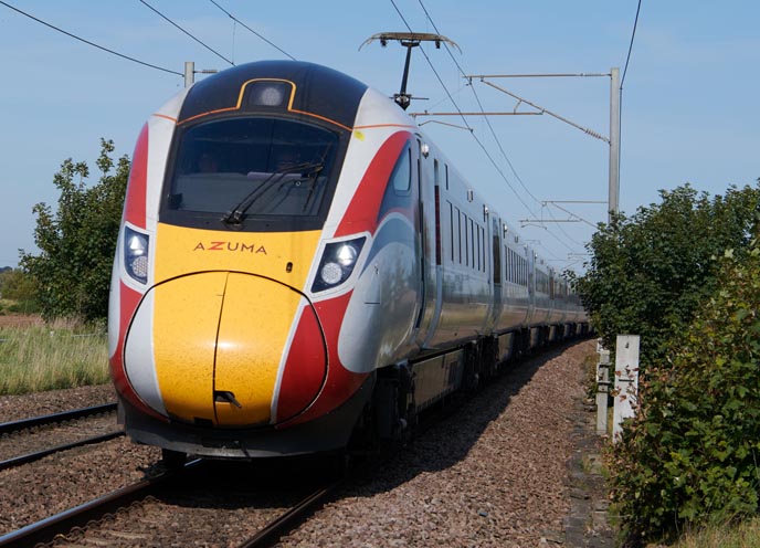 LNER Azuma at the Church Lane crossing 