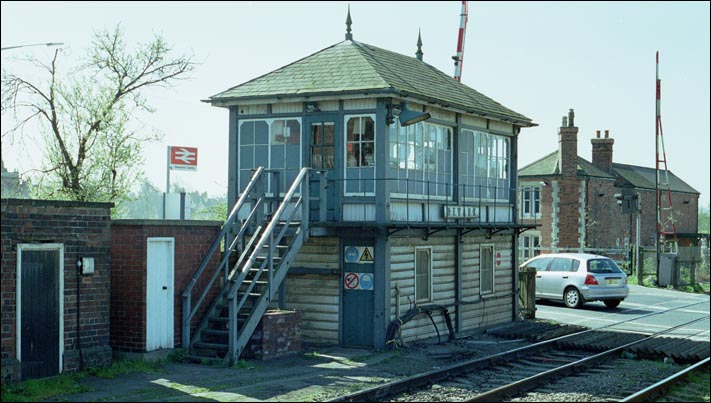 Newark signal box which is at Newark Castle station in 2002
