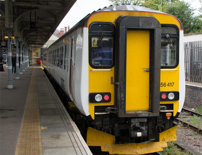 Greater Anglia class 156417 in platform 6 at Norwich Station 