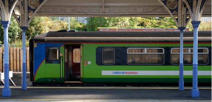 National Express East Anglia class 156 in Norwich Station in Central Trains green in 2009