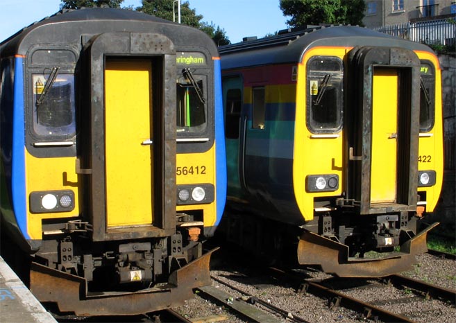 Class 156412 with a train to Sheringham and 156422 