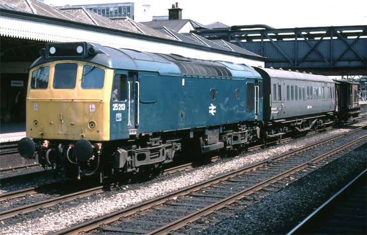 Class 25213 with a mess coach van and goods brake brake 