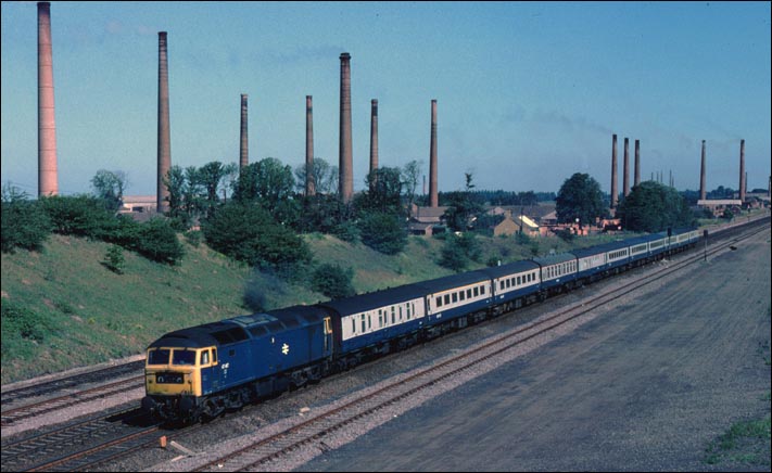 Class 47 on an up train at Yaxley.