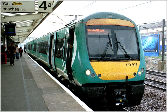 Central Trains class 170 104 in platform 4a at Peterborough