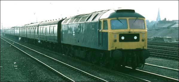 Class 47 at site of the closed Peterborough East station