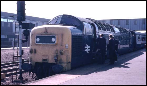  Class 55 Deltic in platform four at Peterborough
