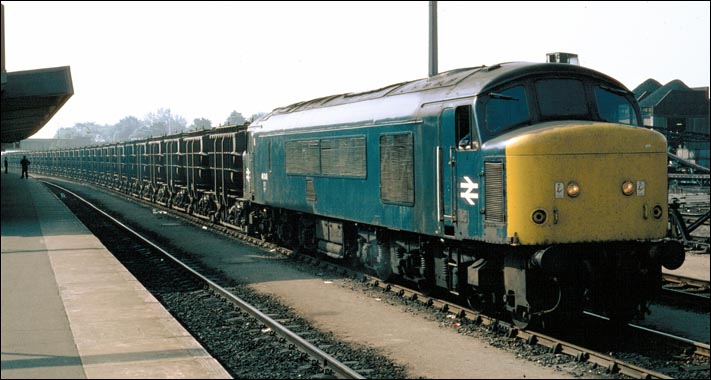 A class 46 on a fly-ash train alonside platform 5