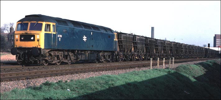 Class 47 170 on a full flyash train at Fletton 