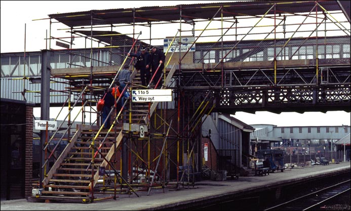Temporary footbridge at Peterborough railway station