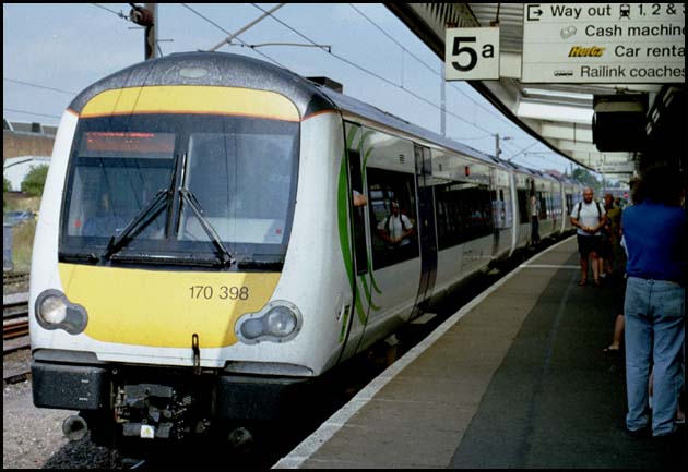 Central trains 170 398 in platform 5a at Peterborough 