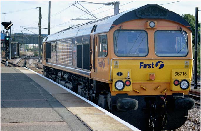 First GBRf class 66715 at Peterborough