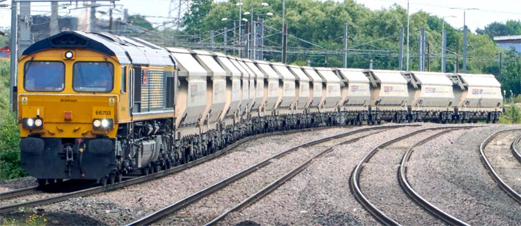 GBRf about to come under Cresent Bridge from Ely line on 16th of June 2022