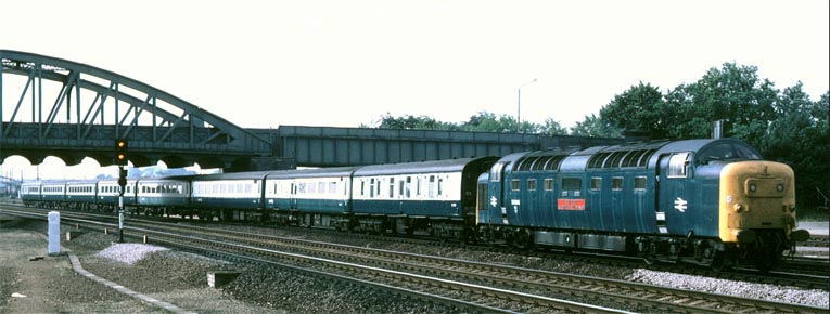 A class 55 Deltic  into platform 4 at Peterborough