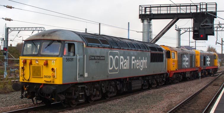 DC Freight class 56091 with class 20 132 Barrow Hill Depot and class 20118  