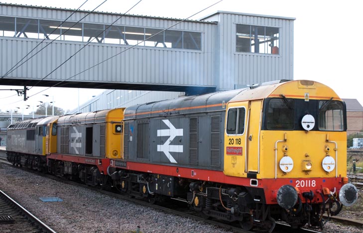 DC Freight class 56091 with class 20 132 Barrow Hill Depot and class 20118  