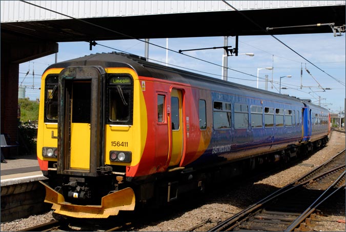 East Midland Trains Class 156411 in north end of platform 3  East Midland Trains Class 156411 in north end of platform 3