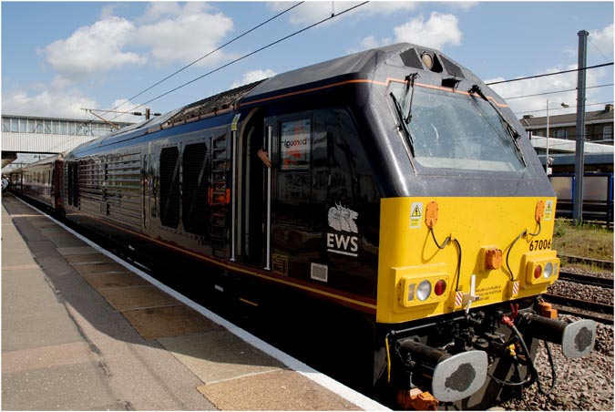 EWS class 67006 platform 4 in  June 2009.  
