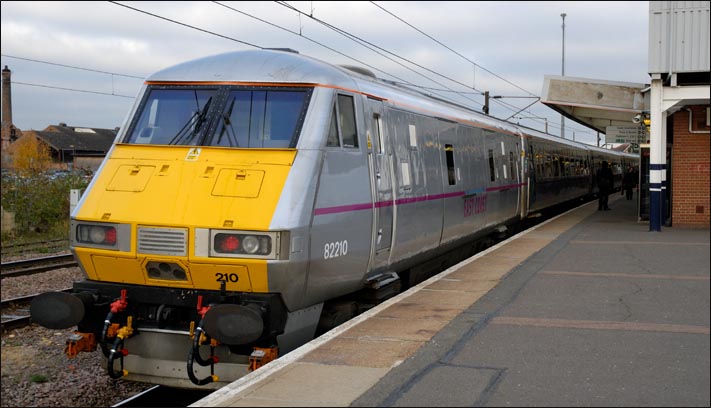 East Coast DVT 82210 in platform 5 at Peterborough station on 25th November 