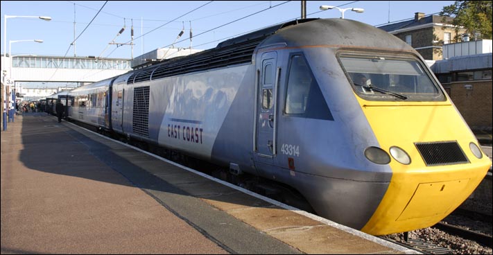 East Coast HST 43314 in platform 3 at Peterborough station on 30th September 2010 East 