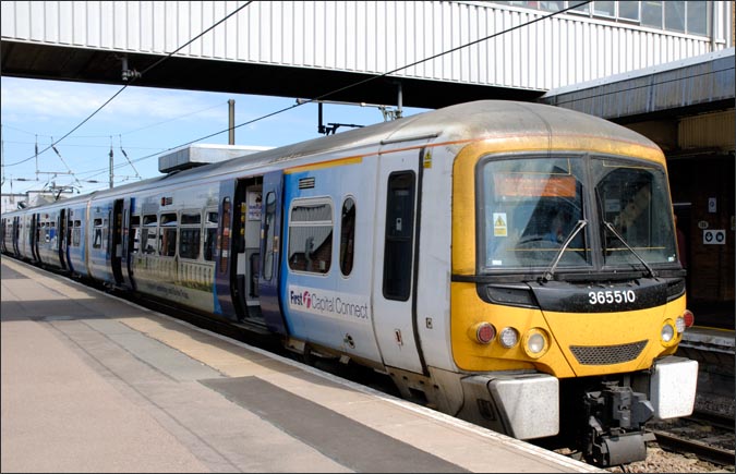 First Capital Connect Class 365510 in platform 3 at Peterborough station on the 4th June 2011 First Capital Connect Class 365510