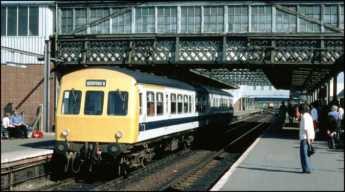 DMU to Hertford North in platform 3 at Peterborough