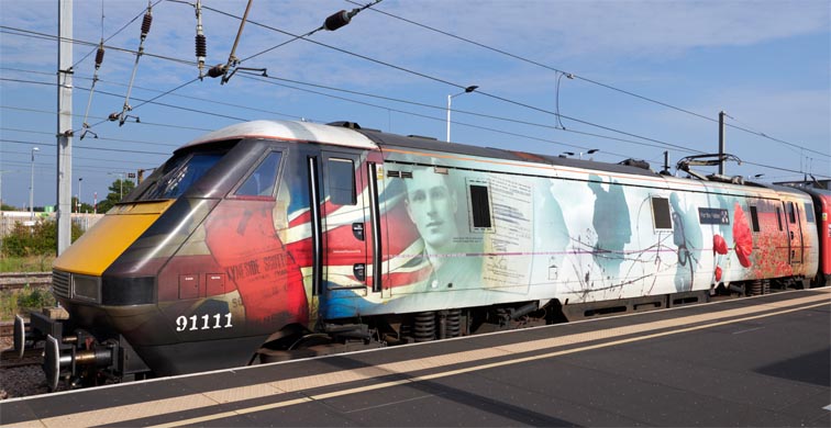 LNER class 91111 For the Fallen in platform 4 on 6th of September 2021