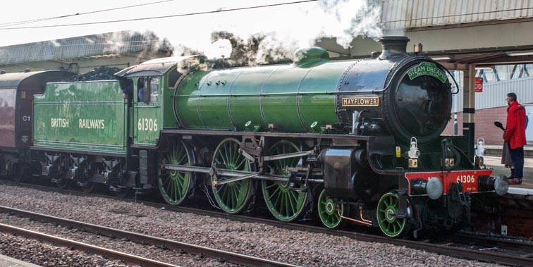 LNER B1 2-6-0 'Mayflower' into platform 4 on Sunday 17th of November 2019 
