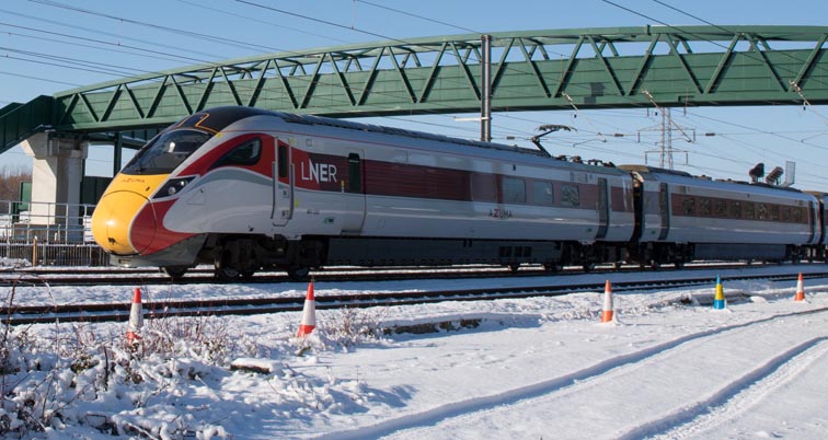 LNER Azuma 801 223 at Werrington  on the 25th January 2021