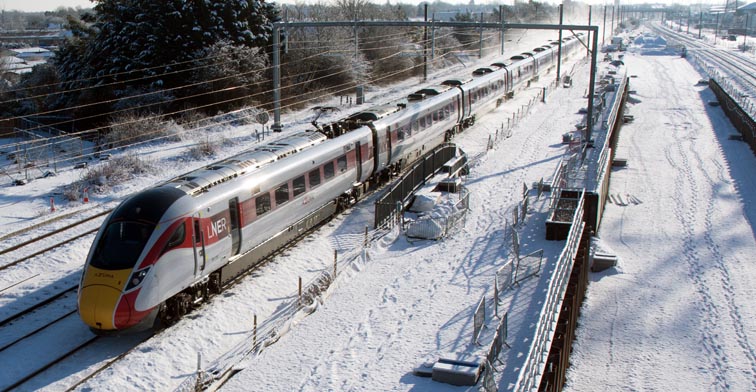 LNER Azuma at Werrington on the ECML on the 25th January 2021 .