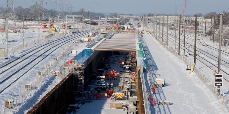 Work on the dive under at Werrington  on the 25th January 2021. 