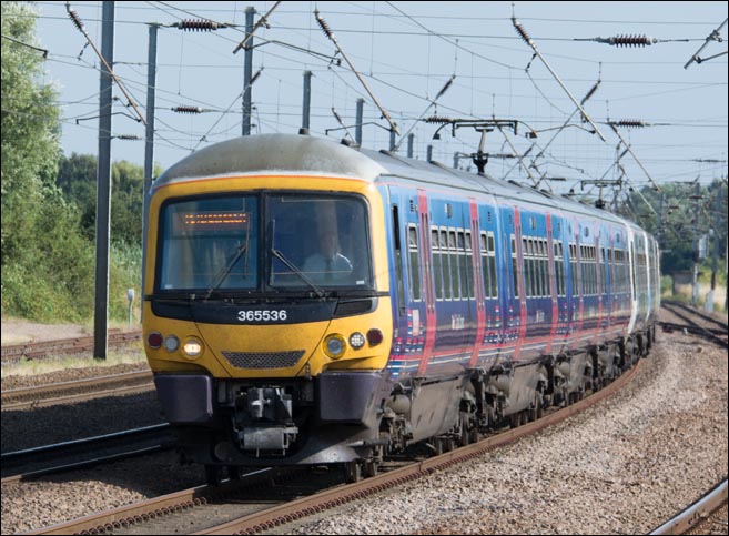 First Capital Connect Class 365536 on the down fast on the 29th of July 2014