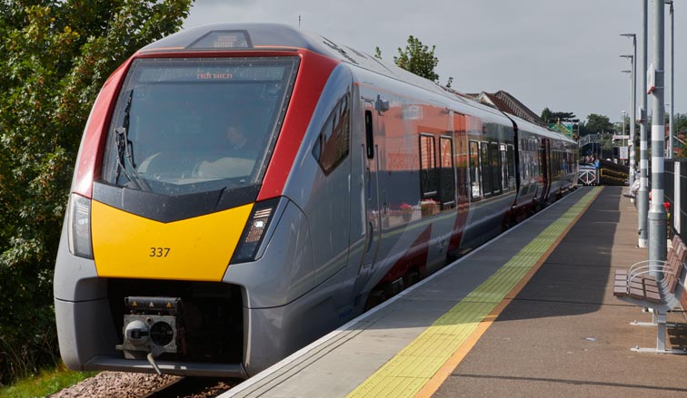  Greater Anglia Norwich train in Sherringham mainline station 