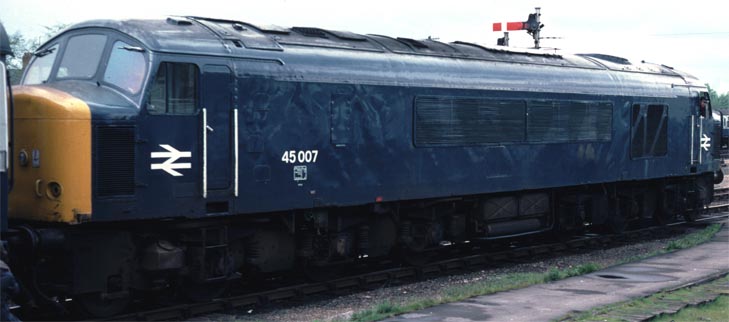 Class 45 007 at Spalding station with its train