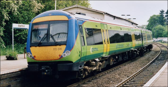 Central Trains 170 516 in platform 2 at Stamford station in 2002