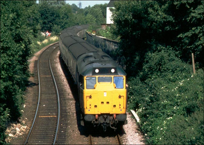 class 31 on a Birmingham train comes into Stamford from Peterborough
