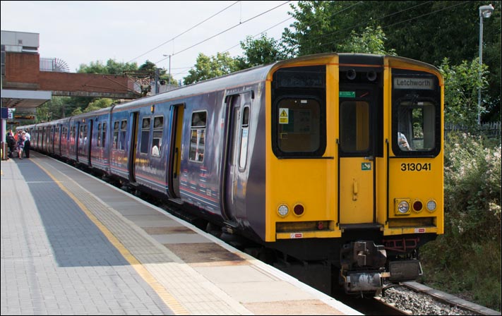 First Capital Connect class 313041 in platform 4 at Stevenage on the 29th of July 2014