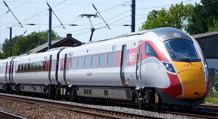 LNER Azuma on a down train on 11th June 2020 at Temsford