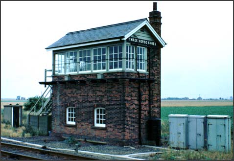 Three Horse Shoes signal box in 1970s with its old windows and chimmey.
