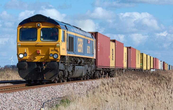 GBRf class 66710 at Tuves on the 14th March 2022 .