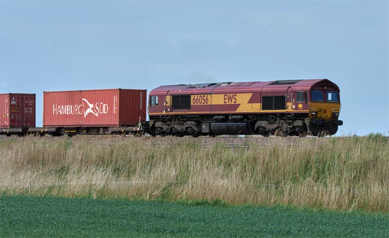 DB class 60056 coming up to the 20 Foot River bridge at Tuves heading to March on the 18th May 2022 .