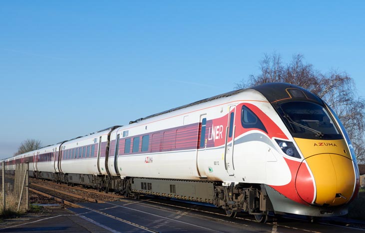 LNER Azuma 800112 at Tuves 22nd January in 2022 .