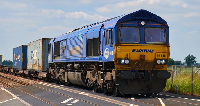 DB class 66005 at Turves on the 23rd of June 2021