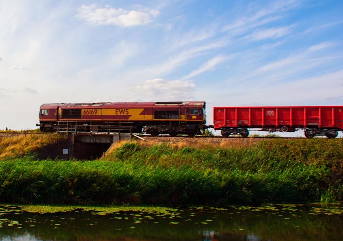 DB class 66169 at Turves on th 1st August 2018