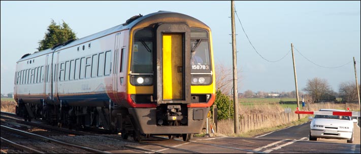 East Midland Trains Class 158783 at Turves on a train to Liverpool