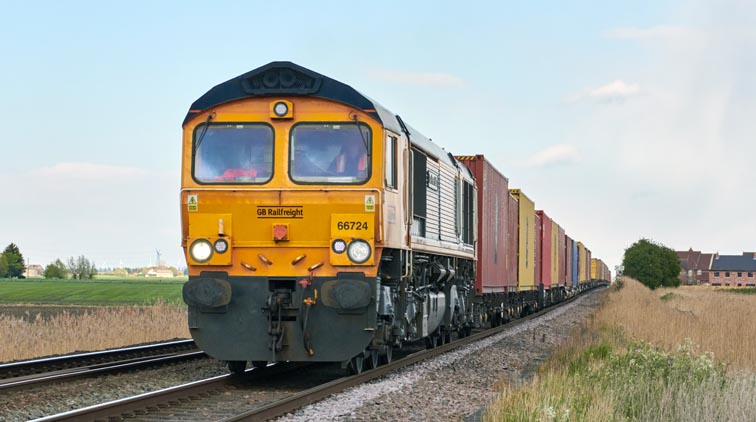 GBRf class 66724 at Turves on the 6th of May 2021