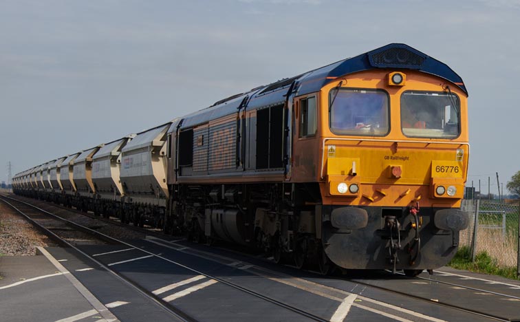 GBRf class 66776 near on Turves on the 31st March 2021 .