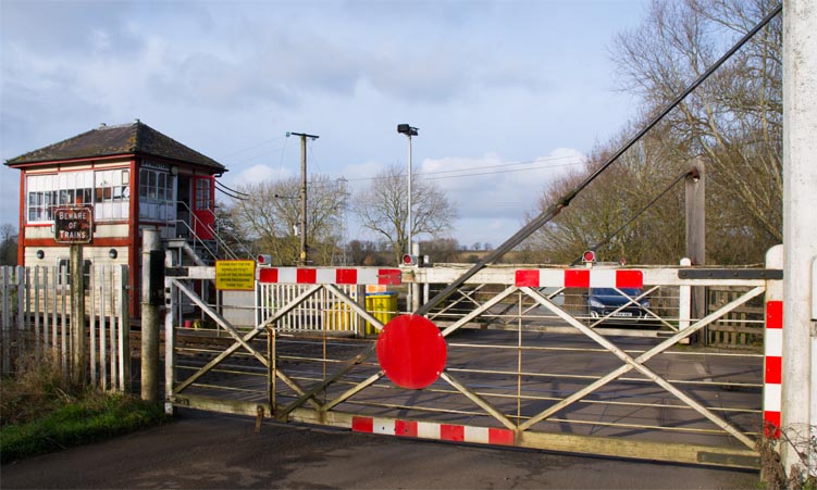 Uffington level gates closed to the road in February 2020 Uffington level gates closed to the road in February 2020