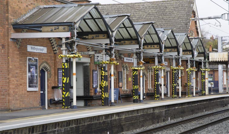 The station canopy like Kettering station is being cut back because of the overhead wires.